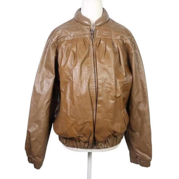 Vintage 70s Harmal New York Brown Leather Zip Front Bomber Jacket 12 - Picture 1 of 7